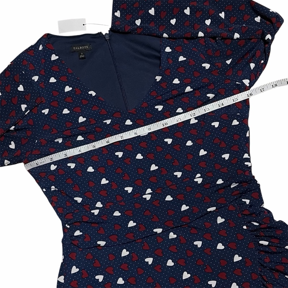 TALBOTS NWT Heart Print A-Line Jersey Sheath Dress 2 - Picture 8 of 15